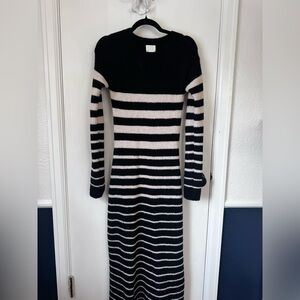 NWT H&M Black and White Striped Long Sleeve Sweater Dress